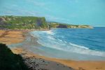 Paisaje al oleo de la playa de los locos en Suances, Cantabria