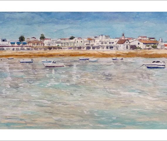 Un paisaje de la playa de Bajo de Guía en Sanlúcar de Barrameda en Cádiz realizada por Rubén de Luis
