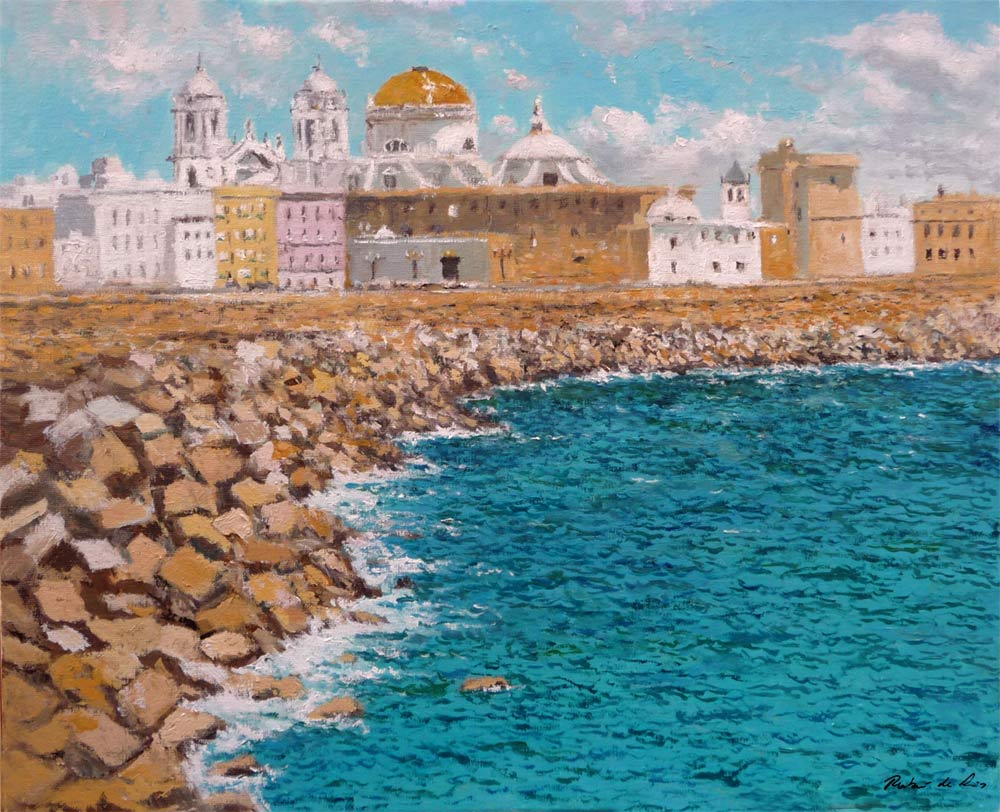 Cuadro al oleo de un paisaje de Cádiz pintado por Rubén de Luis