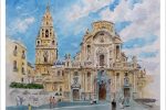 Acuarela de la catedral de Murcia pintada por Rubén de Luis